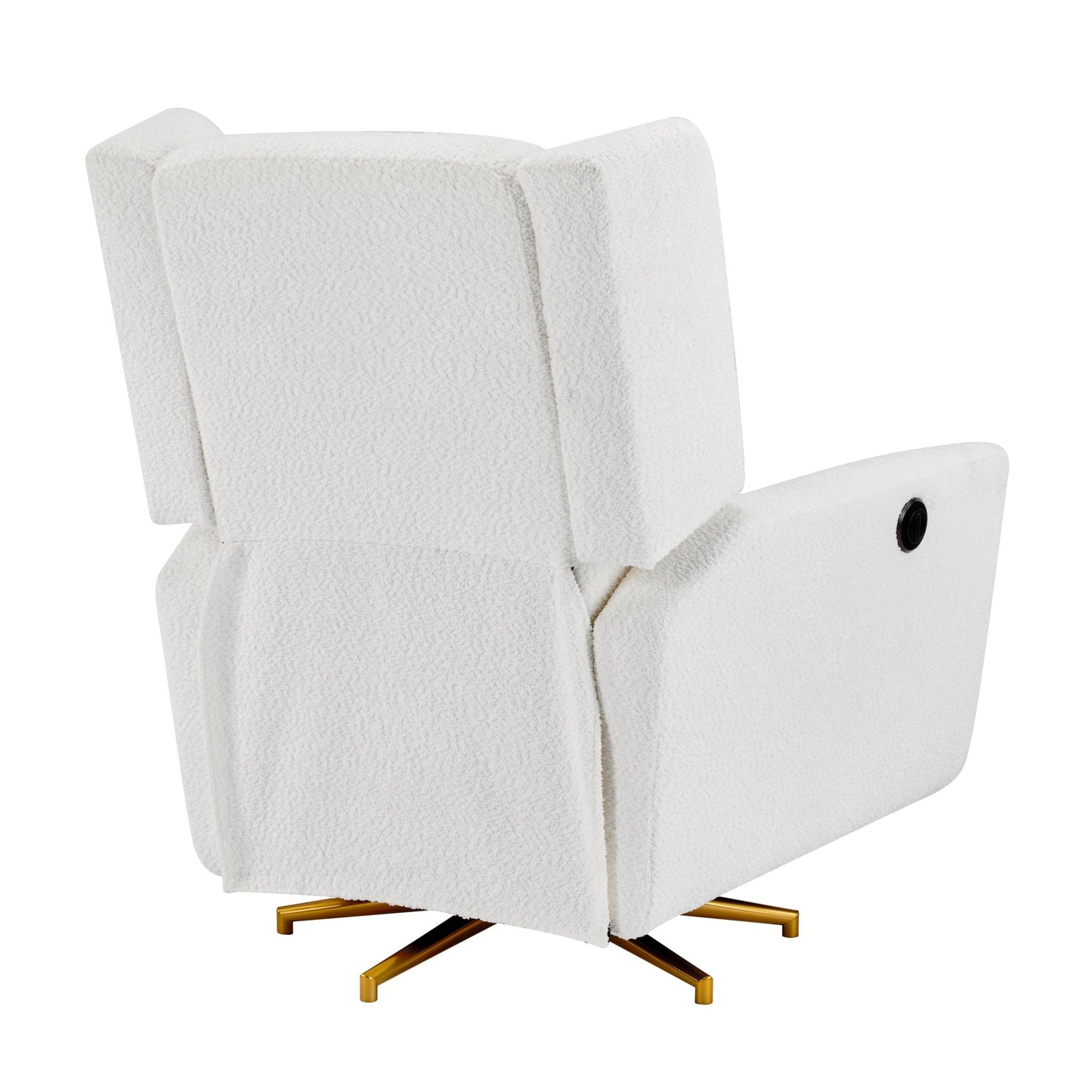 Power Recliner Chair Swivel,Boucle Upholstered 360° Swivel Recliner with gold 5 star base - Beige - 1st Choice Furniture Direct
