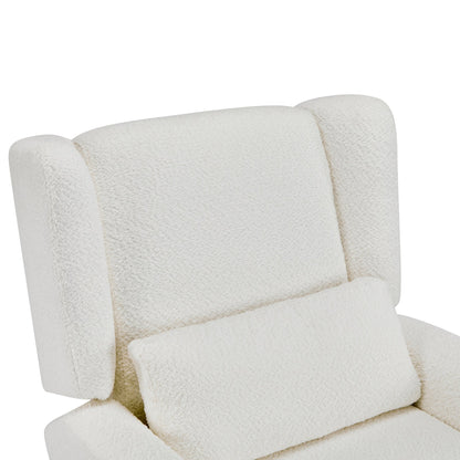 Power Recliner Chair Swivel,Boucle Upholstered 360° Swivel Recliner with gold 5 star base - Beige - 1st Choice Furniture Direct