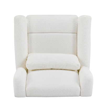 Power Recliner Chair Swivel,Boucle Upholstered 360° Swivel Recliner with gold 5 star base - Beige - 1st Choice Furniture Direct