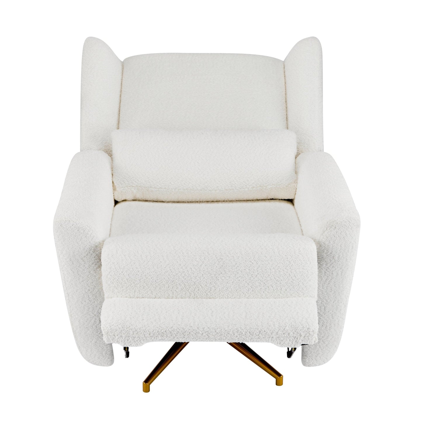 Power Recliner Chair Swivel,Boucle Upholstered 360° Swivel Recliner with gold 5 star base - Beige - 1st Choice Furniture Direct