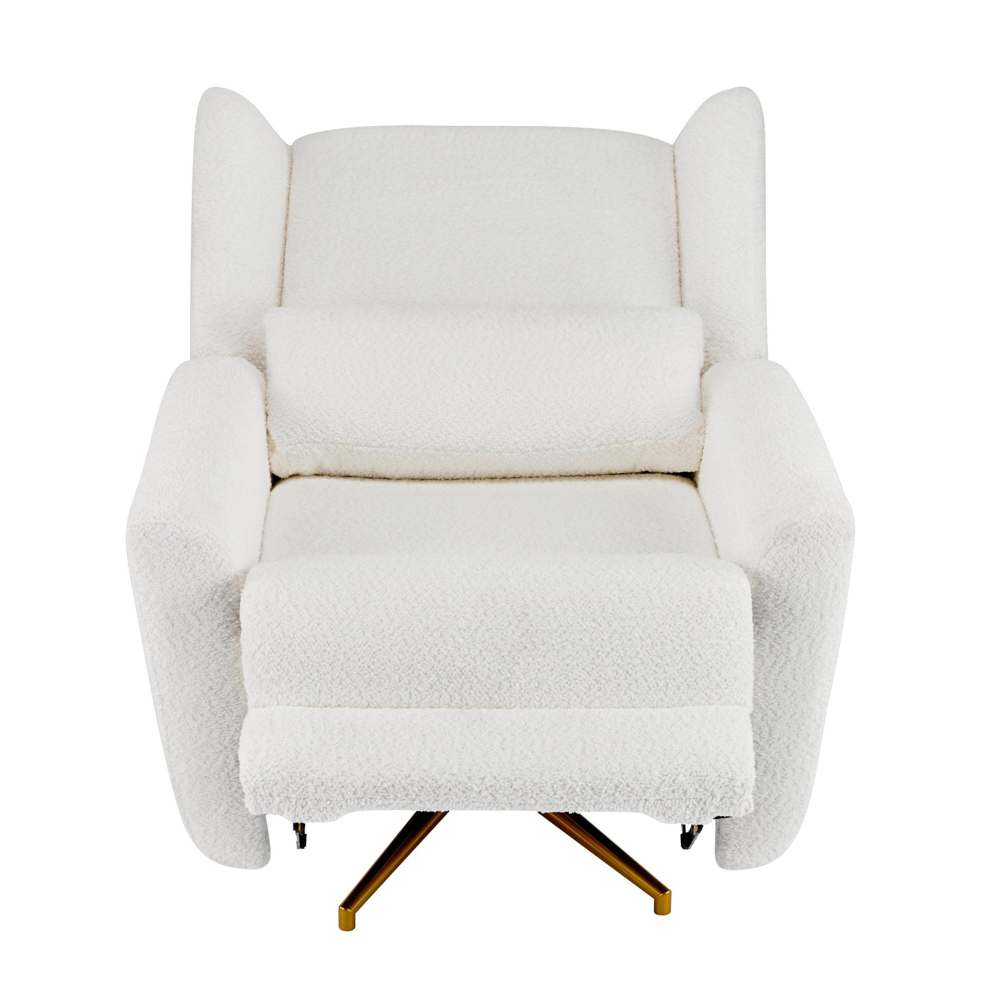 Power Recliner Chair Swivel,Boucle Upholstered 360° Swivel Recliner with gold 5 star base - Beige - 1st Choice Furniture Direct