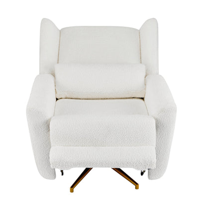 Power Recliner Chair Swivel,Boucle Upholstered 360° Swivel Recliner with gold 5 star base - Beige - 1st Choice Furniture Direct