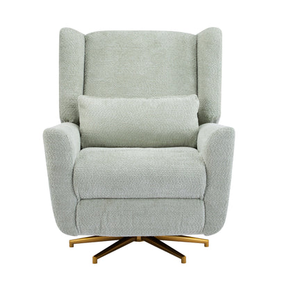 Power Recliner Chair Swivel,Boucle Upholstered 360° Swivel Recliner with gold 5 star base - light green - 1st Choice Furniture Direct
