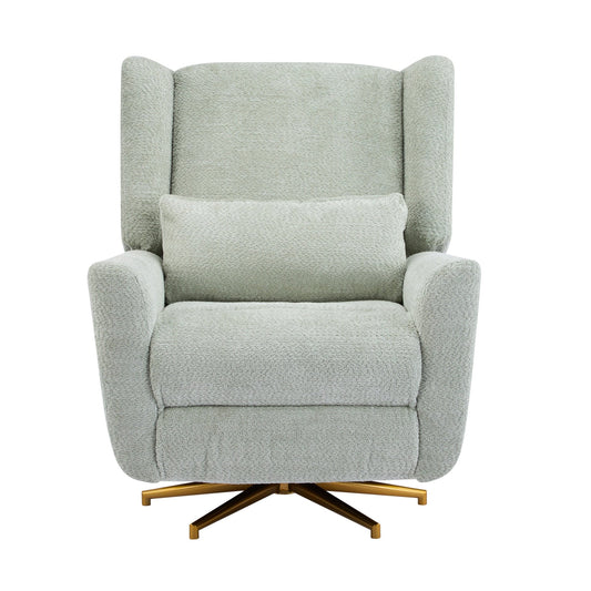 Power Recliner Chair Swivel,Boucle Upholstered 360° Swivel Recliner with gold 5 star base - light green - 1st Choice Furniture Direct