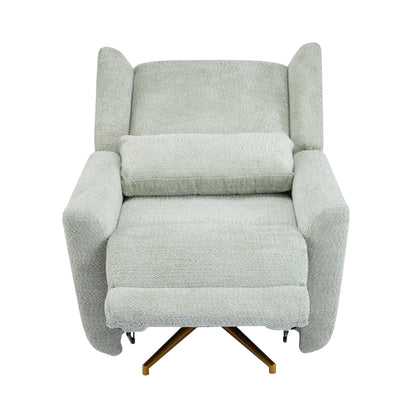 Power Recliner Chair Swivel,Boucle Upholstered 360° Swivel Recliner with gold 5 star base - light green - 1st Choice Furniture Direct