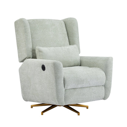 Power Recliner Chair Swivel,Boucle Upholstered 360° Swivel Recliner with gold 5 star base - light green - 1st Choice Furniture Direct