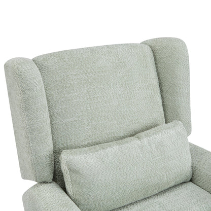Power Recliner Chair Swivel,Boucle Upholstered 360° Swivel Recliner with gold 5 star base - light green - 1st Choice Furniture Direct
