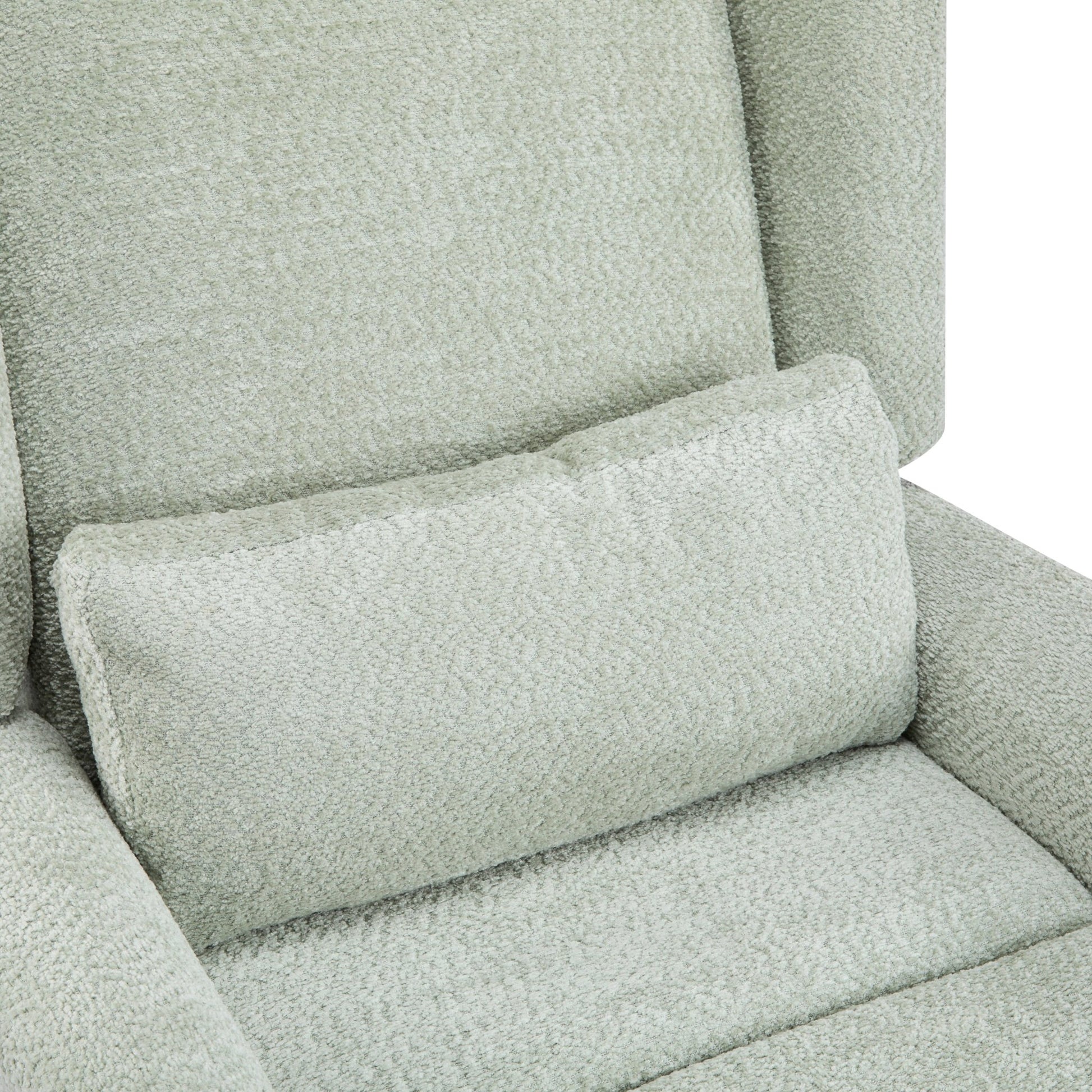 Power Recliner Chair Swivel,Boucle Upholstered 360° Swivel Recliner with gold 5 star base - light green - 1st Choice Furniture Direct