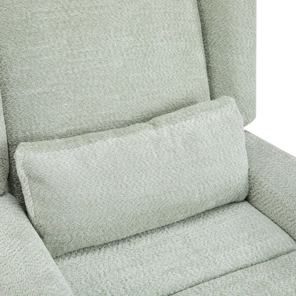 Power Recliner Chair Swivel,Boucle Upholstered 360° Swivel Recliner with gold 5 star base - light green - 1st Choice Furniture Direct