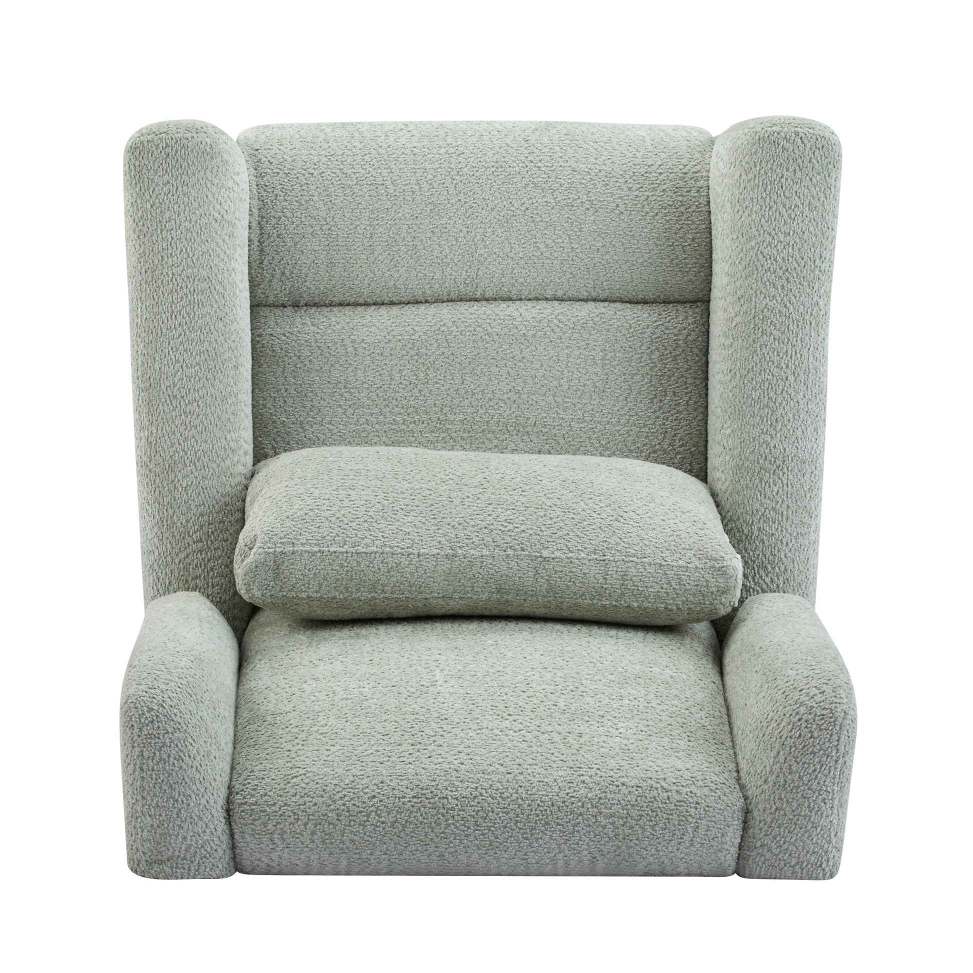 Power Recliner Chair Swivel,Boucle Upholstered 360° Swivel Recliner with gold 5 star base - light green - 1st Choice Furniture Direct