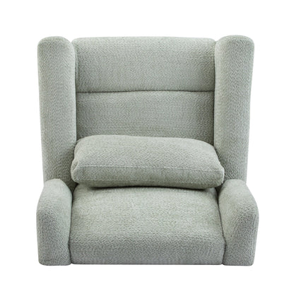 Power Recliner Chair Swivel,Boucle Upholstered 360° Swivel Recliner with gold 5 star base - light green - 1st Choice Furniture Direct