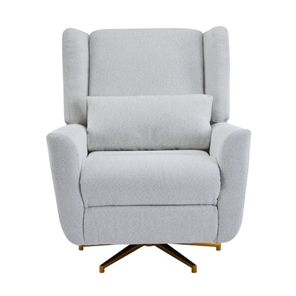 Power Recliner Chair Swivel,Upholstered 360° Swivel Recliner with gold 5 star base - light grey - 1st Choice Furniture Direct