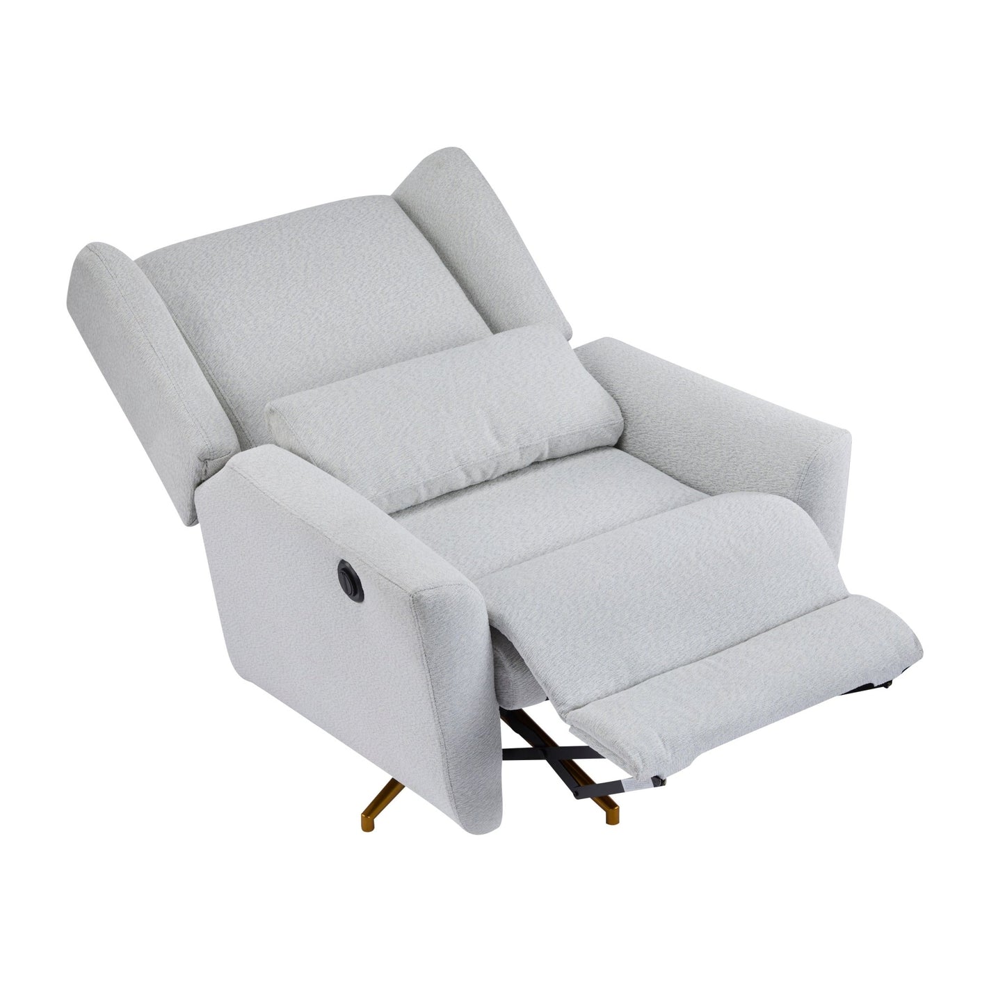 Power Recliner Chair Swivel,Upholstered 360° Swivel Recliner with gold 5 star base - light grey - 1st Choice Furniture Direct