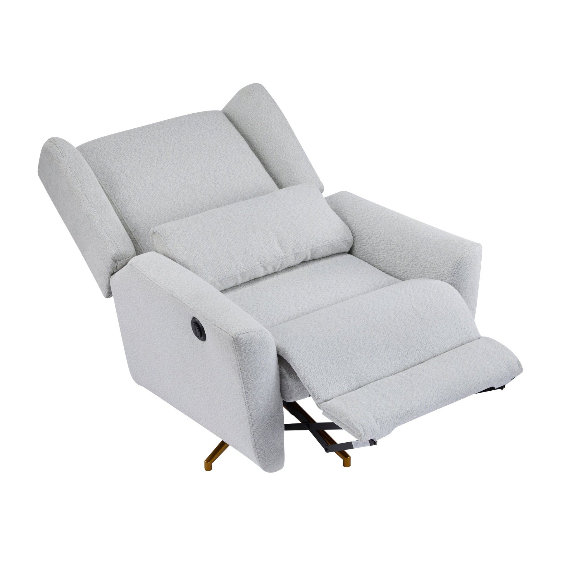 Power Recliner Chair Swivel,Upholstered 360° Swivel Recliner with gold 5 star base - light grey - 1st Choice Furniture Direct