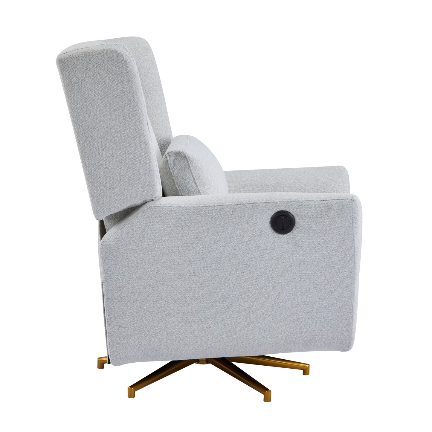 Power Recliner Chair Swivel,Upholstered 360° Swivel Recliner with gold 5 star base - light grey - 1st Choice Furniture Direct