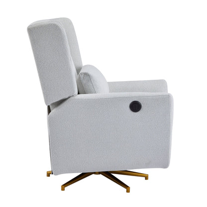 Power Recliner Chair Swivel,Upholstered 360° Swivel Recliner with gold 5 star base - light grey - 1st Choice Furniture Direct