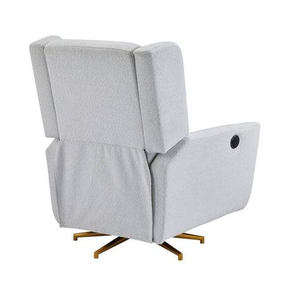 Power Recliner Chair Swivel,Upholstered 360° Swivel Recliner with gold 5 star base - light grey - 1st Choice Furniture Direct