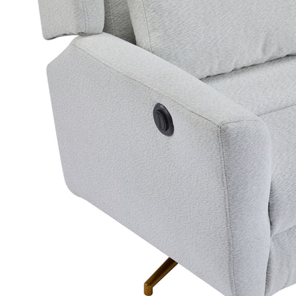Power Recliner Chair Swivel,Upholstered 360° Swivel Recliner with gold 5 star base - light grey - 1st Choice Furniture Direct