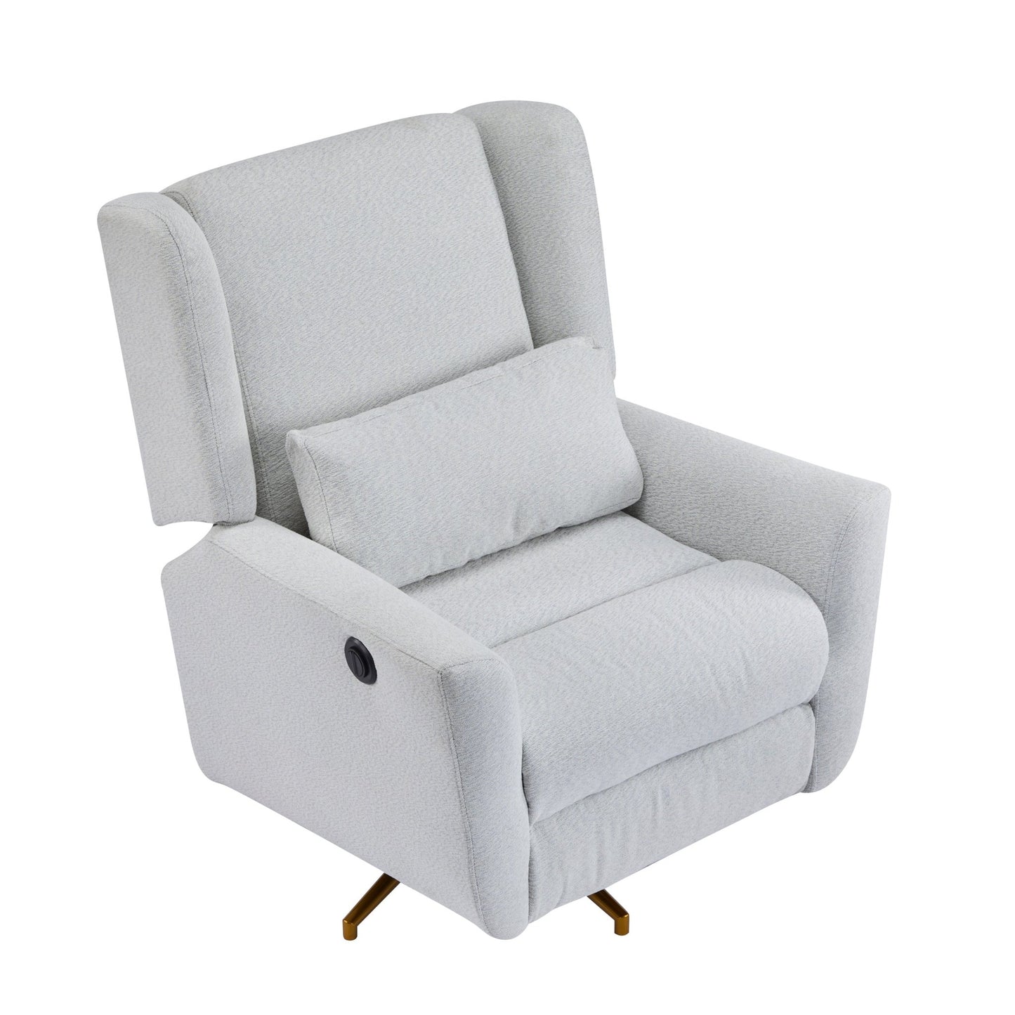 Power Recliner Chair Swivel,Upholstered 360° Swivel Recliner with gold 5 star base - light grey - 1st Choice Furniture Direct