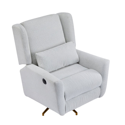 Power Recliner Chair Swivel,Upholstered 360° Swivel Recliner with gold 5 star base - light grey - 1st Choice Furniture Direct