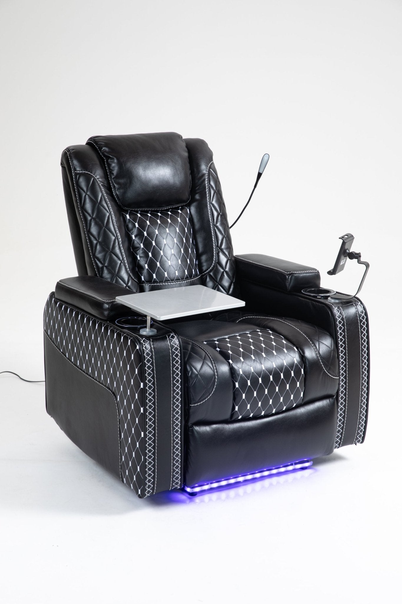Power Zero Gravity Recliner with Multifunctional Features - Storage Armrest & Cup Holder - Laptop Table & Phone Holder - Reading Light & LED - Infinite Position Recline for Living Room & Office - 1st Choice Furniture Direct