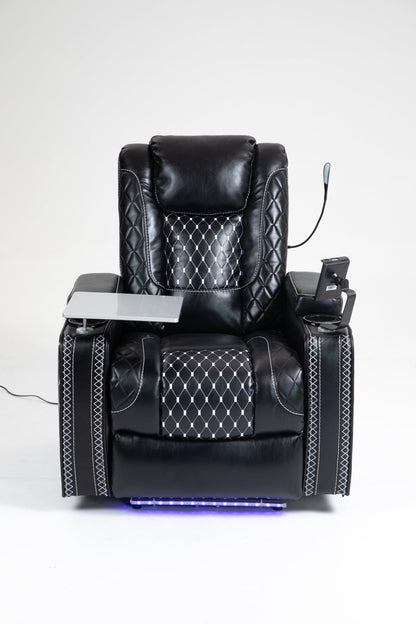Power Zero Gravity Recliner with Multifunctional Features - Storage Armrest & Cup Holder - Laptop Table & Phone Holder - Reading Light & LED - Infinite Position Recline for Living Room & Office - 1st Choice Furniture Direct