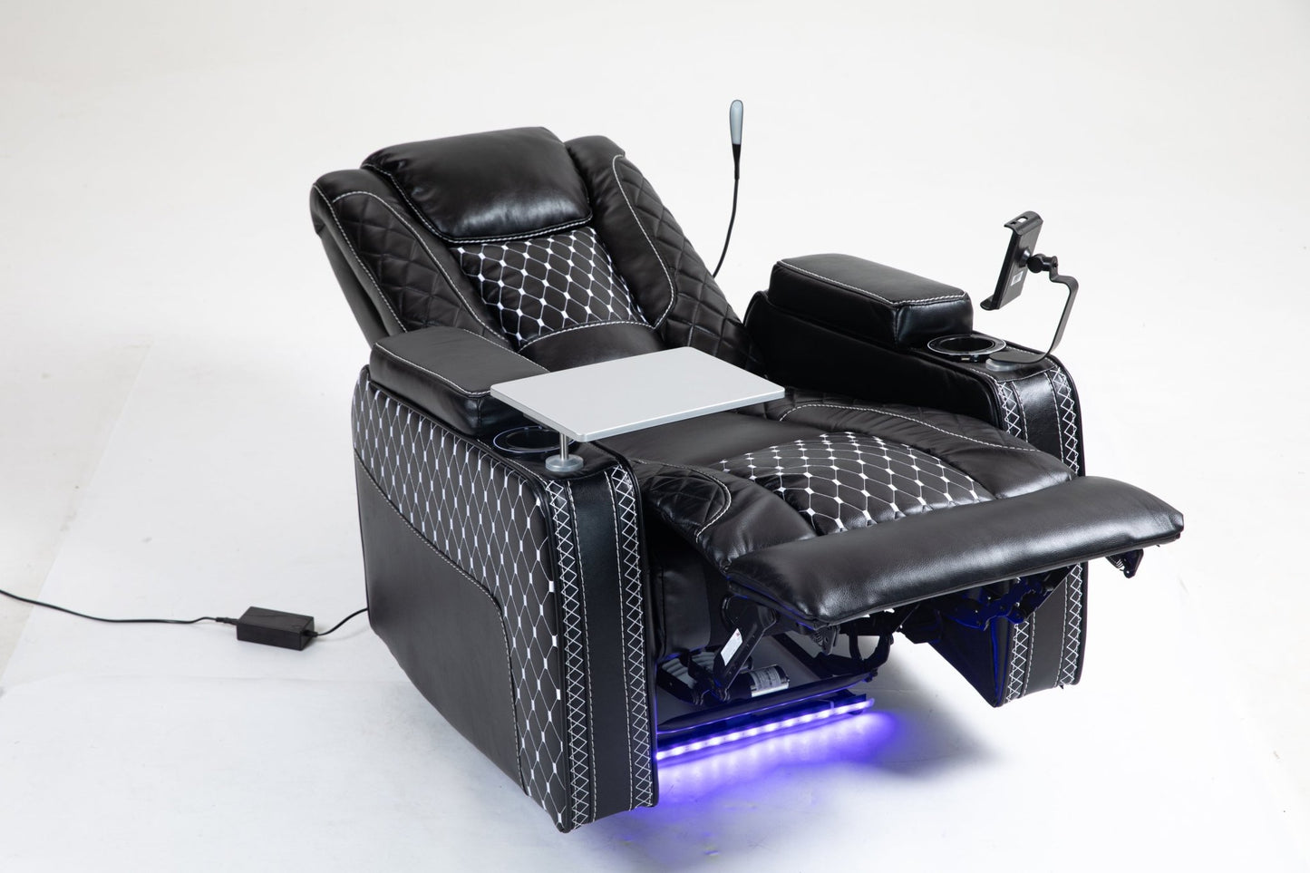 Power Zero Gravity Recliner with Multifunctional Features - Storage Armrest & Cup Holder - Laptop Table & Phone Holder - Reading Light & LED - Infinite Position Recline for Living Room & Office - 1st Choice Furniture Direct