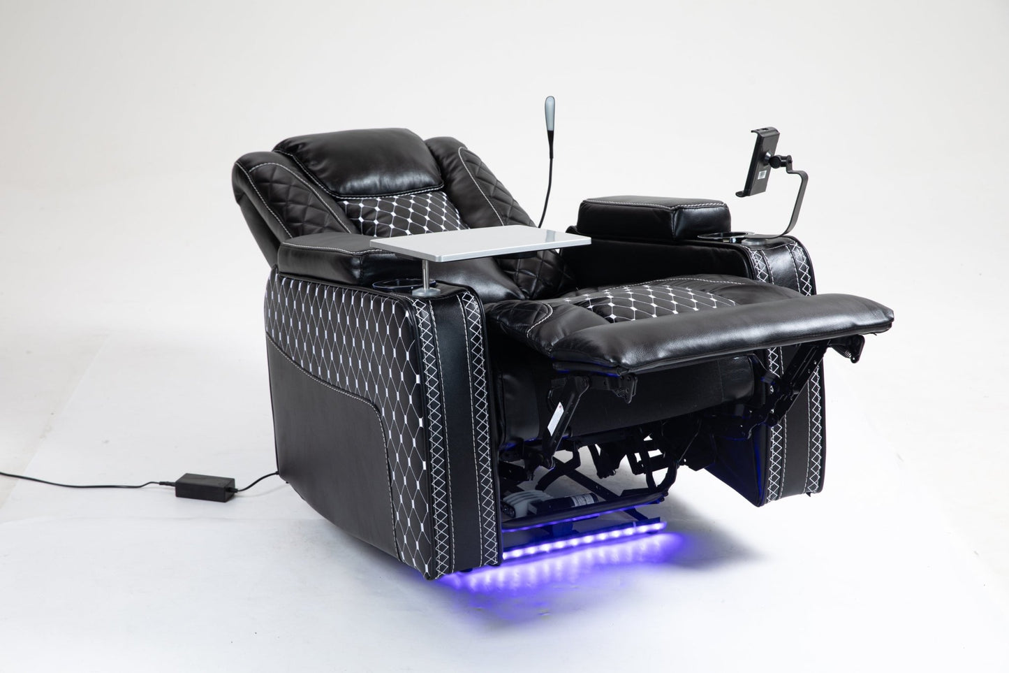 Power Zero Gravity Recliner with Multifunctional Features - Storage Armrest & Cup Holder - Laptop Table & Phone Holder - Reading Light & LED - Infinite Position Recline for Living Room & Office - 1st Choice Furniture Direct
