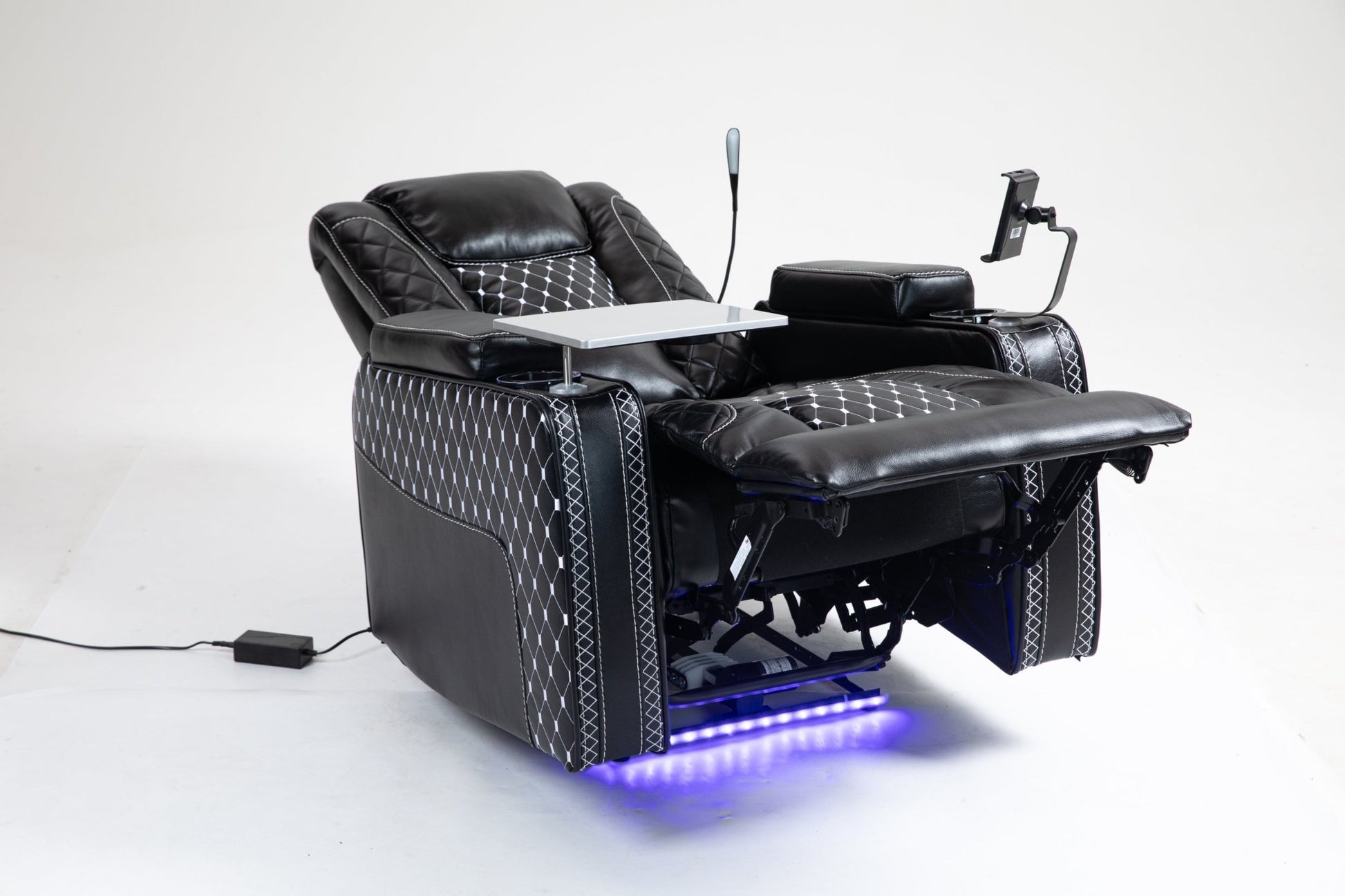 Power Zero Gravity Recliner with Multifunctional Features - Storage Armrest & Cup Holder - Laptop Table & Phone Holder - Reading Light & LED - Infinite Position Recline for Living Room & Office - 1st Choice Furniture Direct