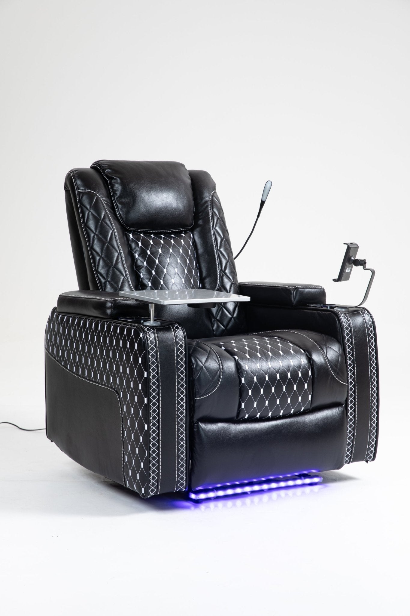 Power Zero Gravity Recliner with Multifunctional Features - Storage Armrest & Cup Holder - Laptop Table & Phone Holder - Reading Light & LED - Infinite Position Recline for Living Room & Office - 1st Choice Furniture Direct