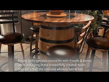 Whiskey Barrel 42" Bar Height Comes with 5 Leather Barstools