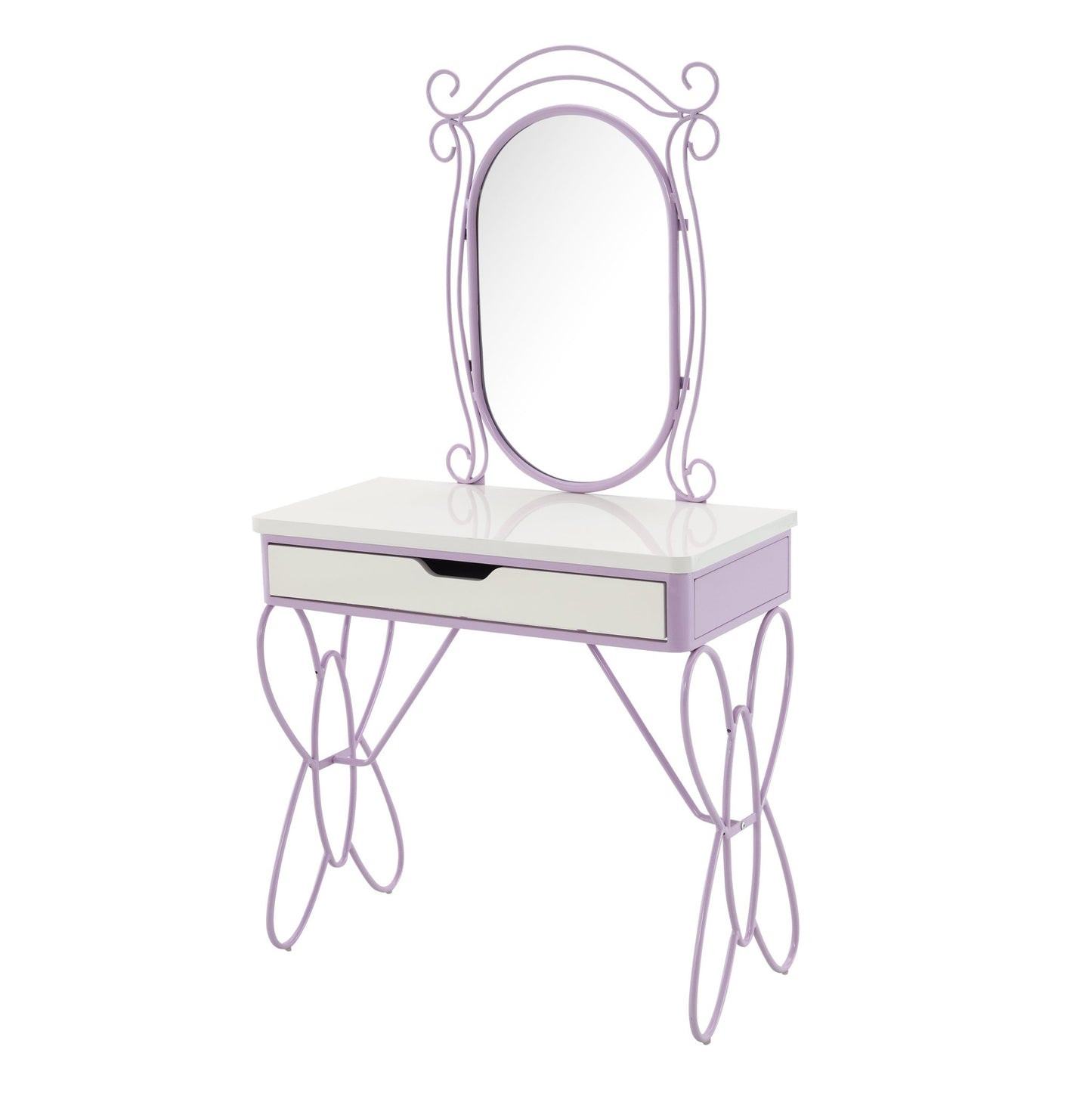 Priya II White & Light Synthetic Leather Finish Vanity Set - 1st Choice Furniture Direct
