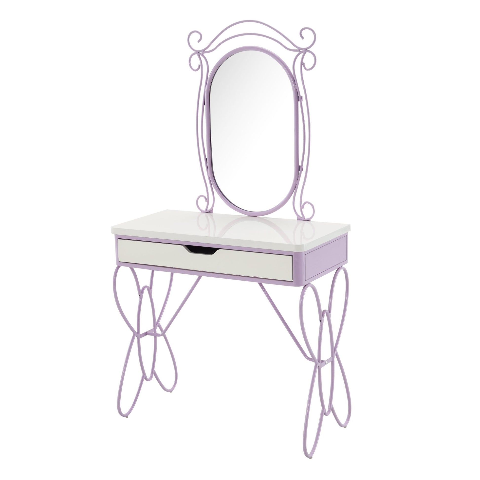 Priya II White & Light Synthetic Leather Finish Vanity Set - 1st Choice Furniture Direct