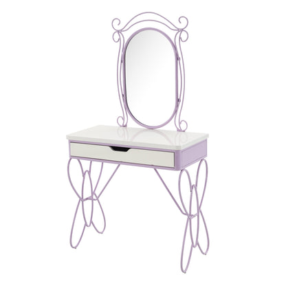 Priya II White & Light Synthetic Leather Finish Vanity Set - 1st Choice Furniture Direct