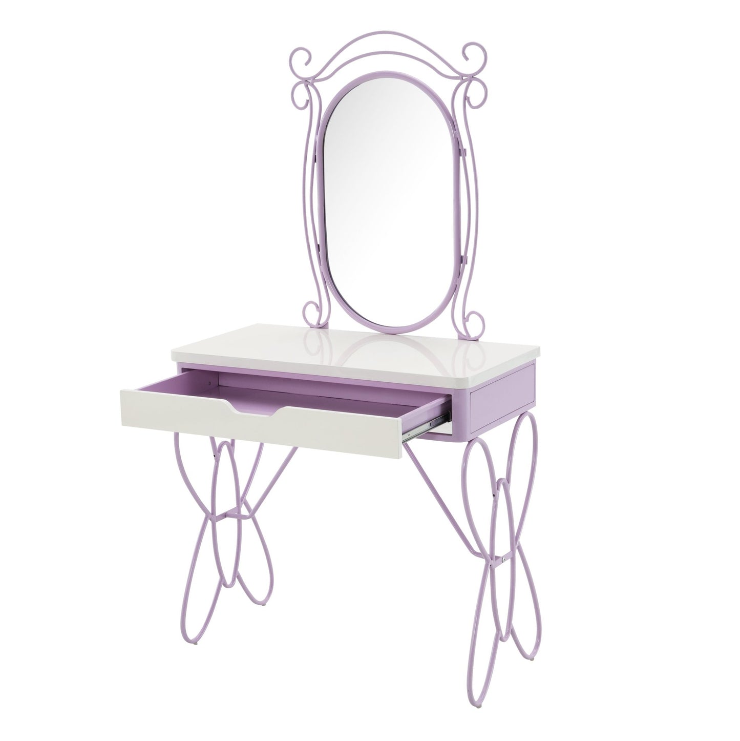 Priya II White & Light Synthetic Leather Finish Vanity Set - 1st Choice Furniture Direct