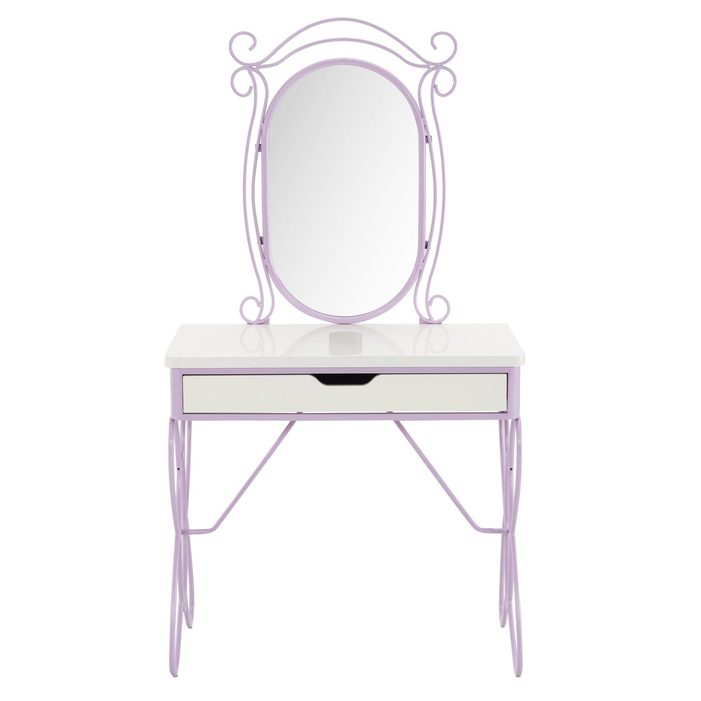 Priya II White & Light Synthetic Leather Finish Vanity Set - 1st Choice Furniture Direct