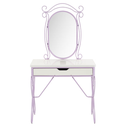 Priya II White & Light Synthetic Leather Finish Vanity Set - 1st Choice Furniture Direct