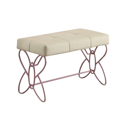 Priya II White & Light Synthetic Leather Purple Finish Bench - 1st Choice Furniture Direct