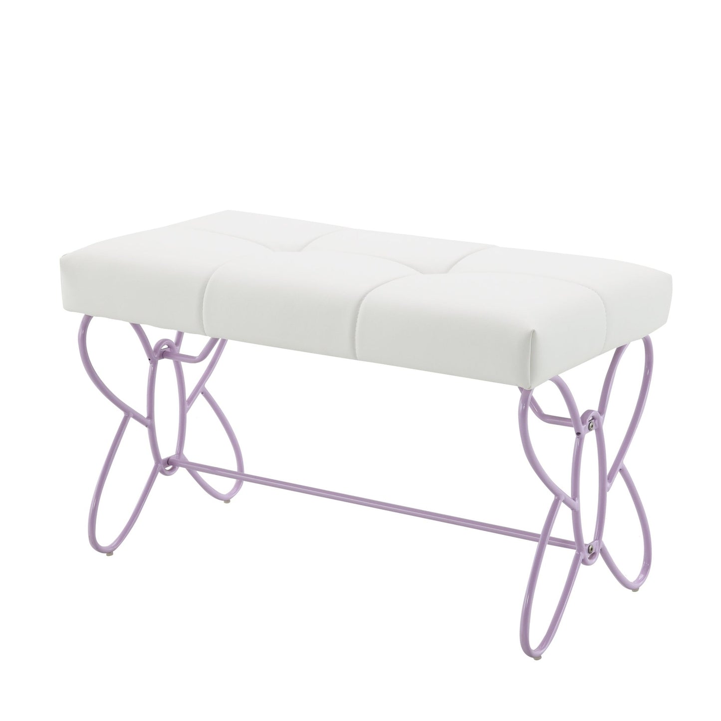Priya II White & Light Synthetic Leather Purple Finish Bench - 1st Choice Furniture Direct