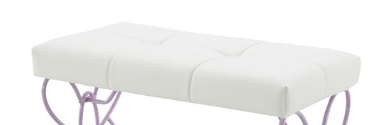 Priya II White & Light Synthetic Leather Purple Finish Bench - 1st Choice Furniture Direct