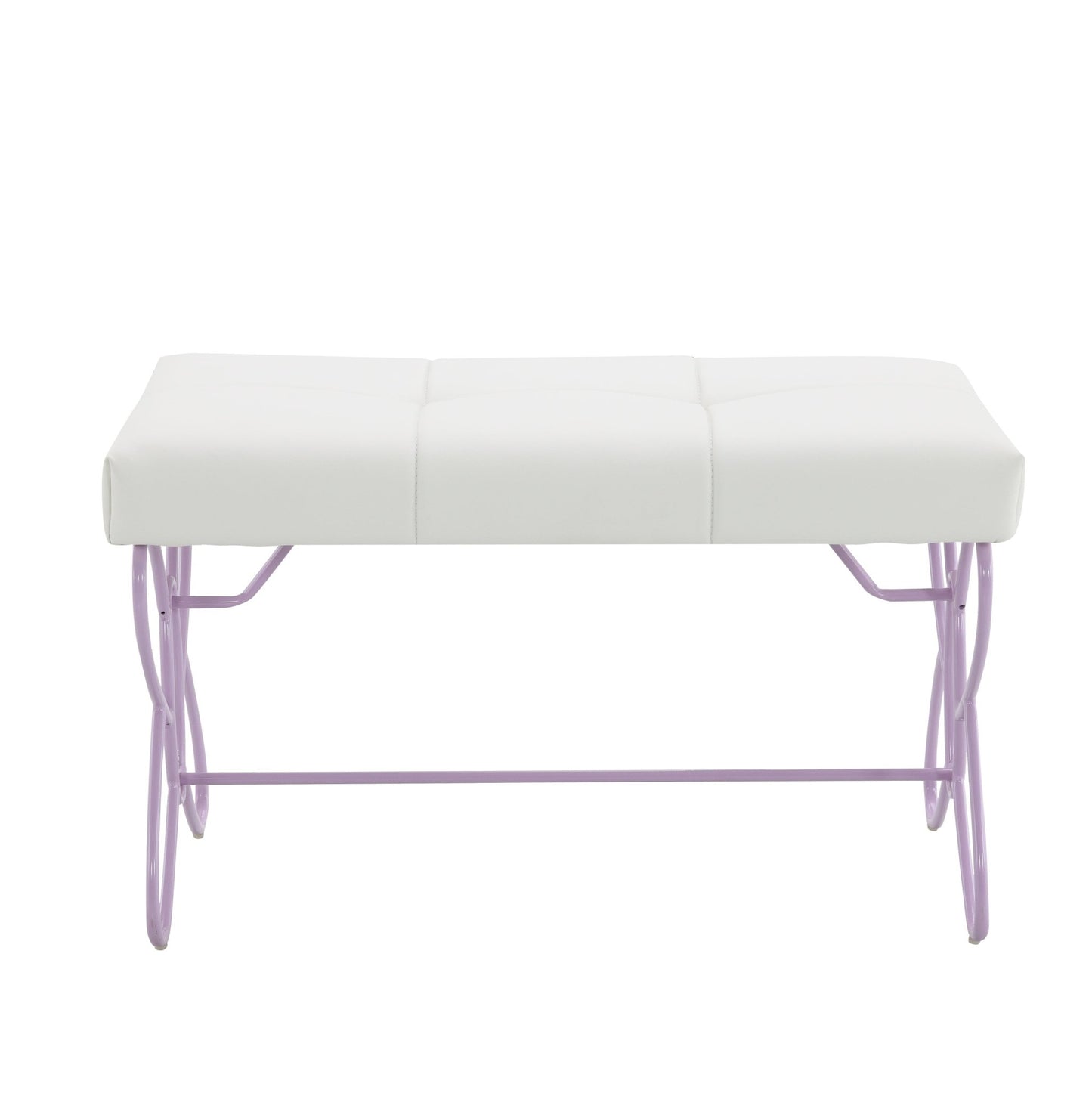 Priya II White & Light Synthetic Leather Purple Finish Bench - 1st Choice Furniture Direct
