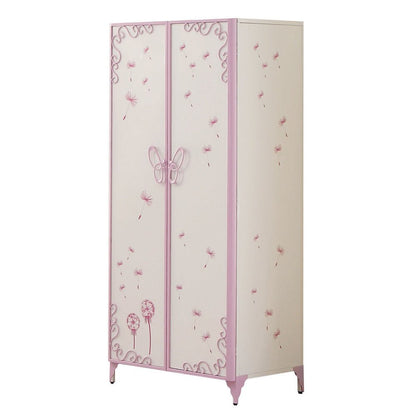 Priya II White & Light Synthetic Leather Purple Finish Wardrobe - 1st Choice Furniture Direct
