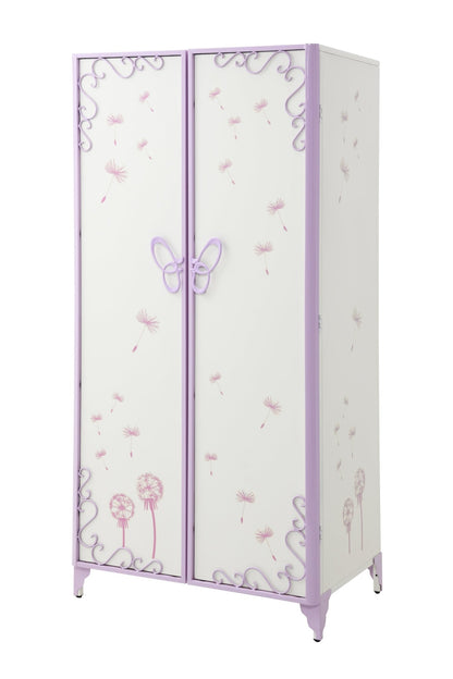Priya II White & Light Synthetic Leather Purple Finish Wardrobe - 1st Choice Furniture Direct