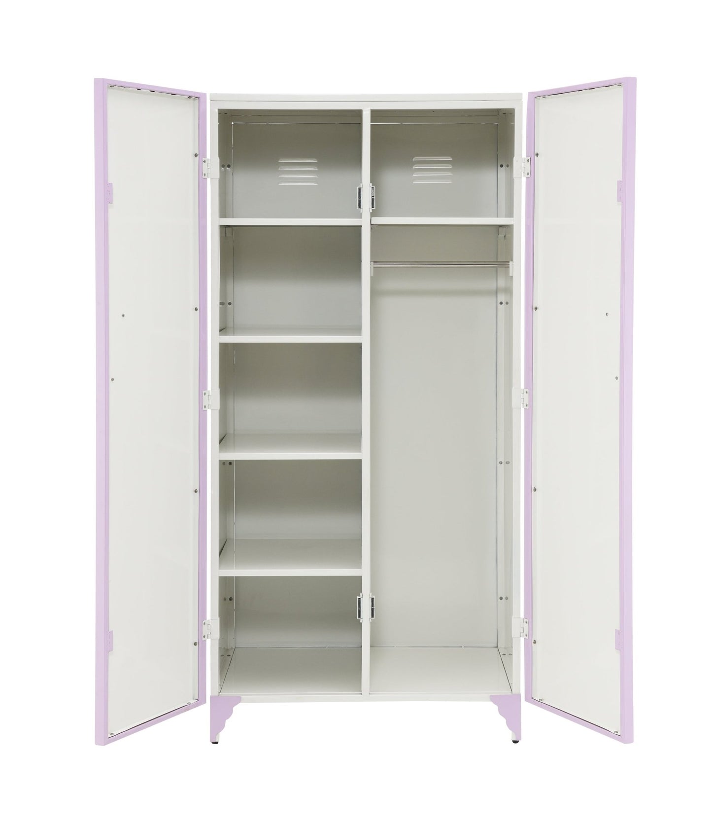 Priya II White & Light Synthetic Leather Purple Finish Wardrobe - 1st Choice Furniture Direct