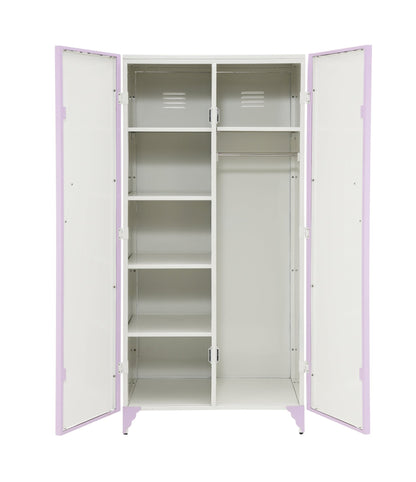 Priya II White & Light Synthetic Leather Purple Finish Wardrobe - 1st Choice Furniture Direct