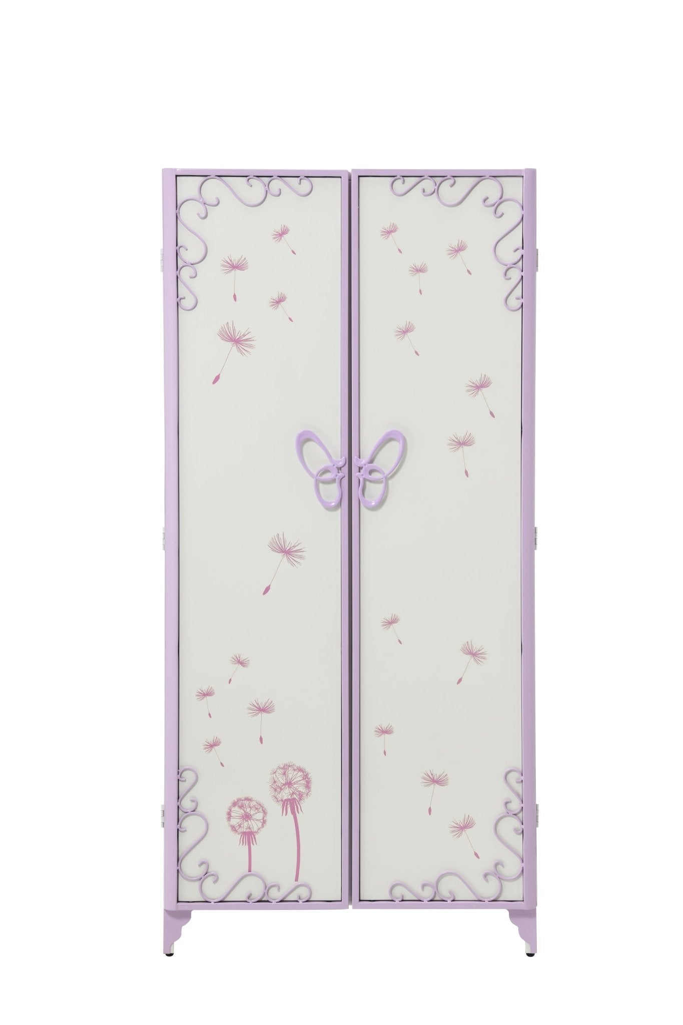 Priya II White & Light Synthetic Leather Purple Finish Wardrobe - 1st Choice Furniture Direct