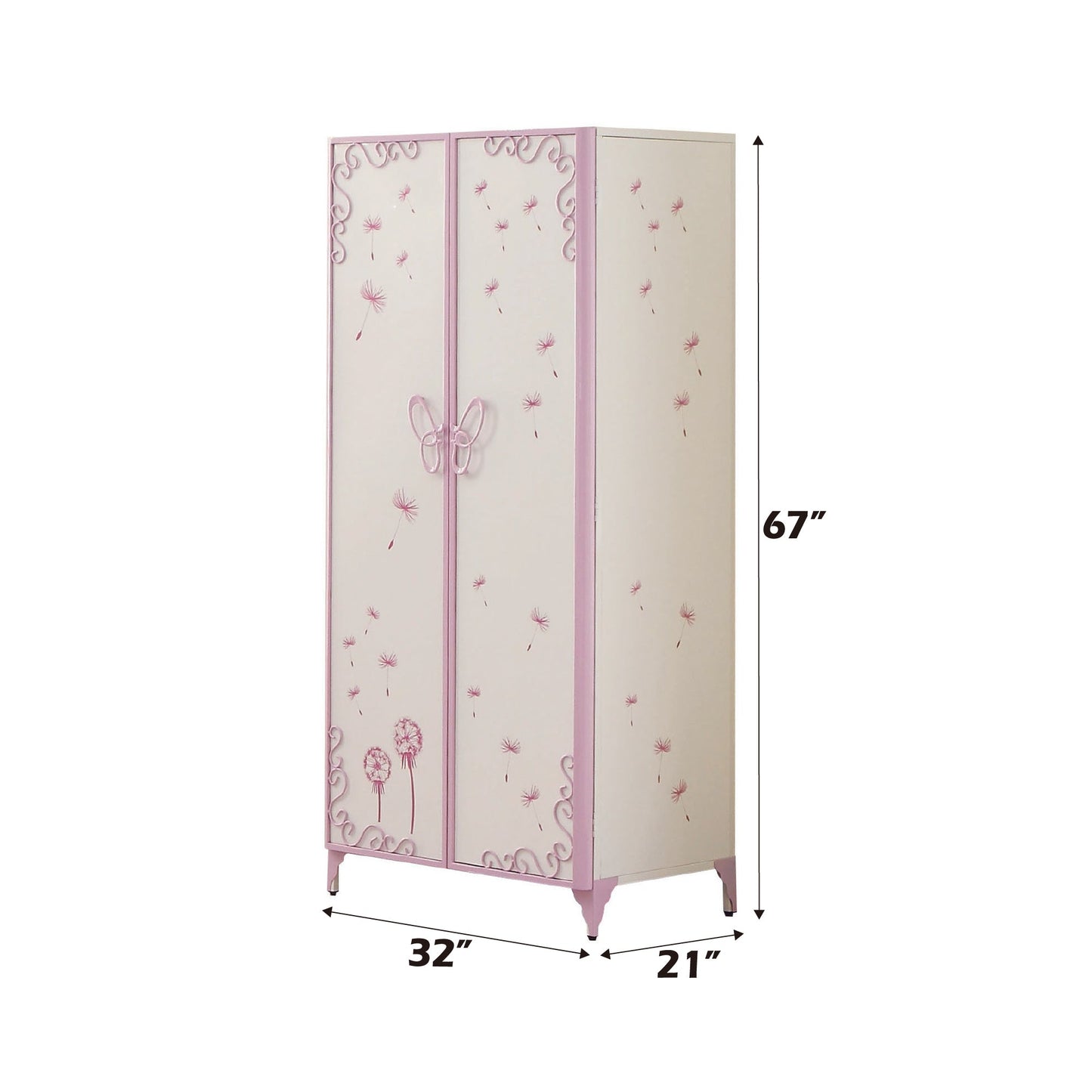 Priya II White & Light Synthetic Leather Purple Finish Wardrobe - 1st Choice Furniture Direct