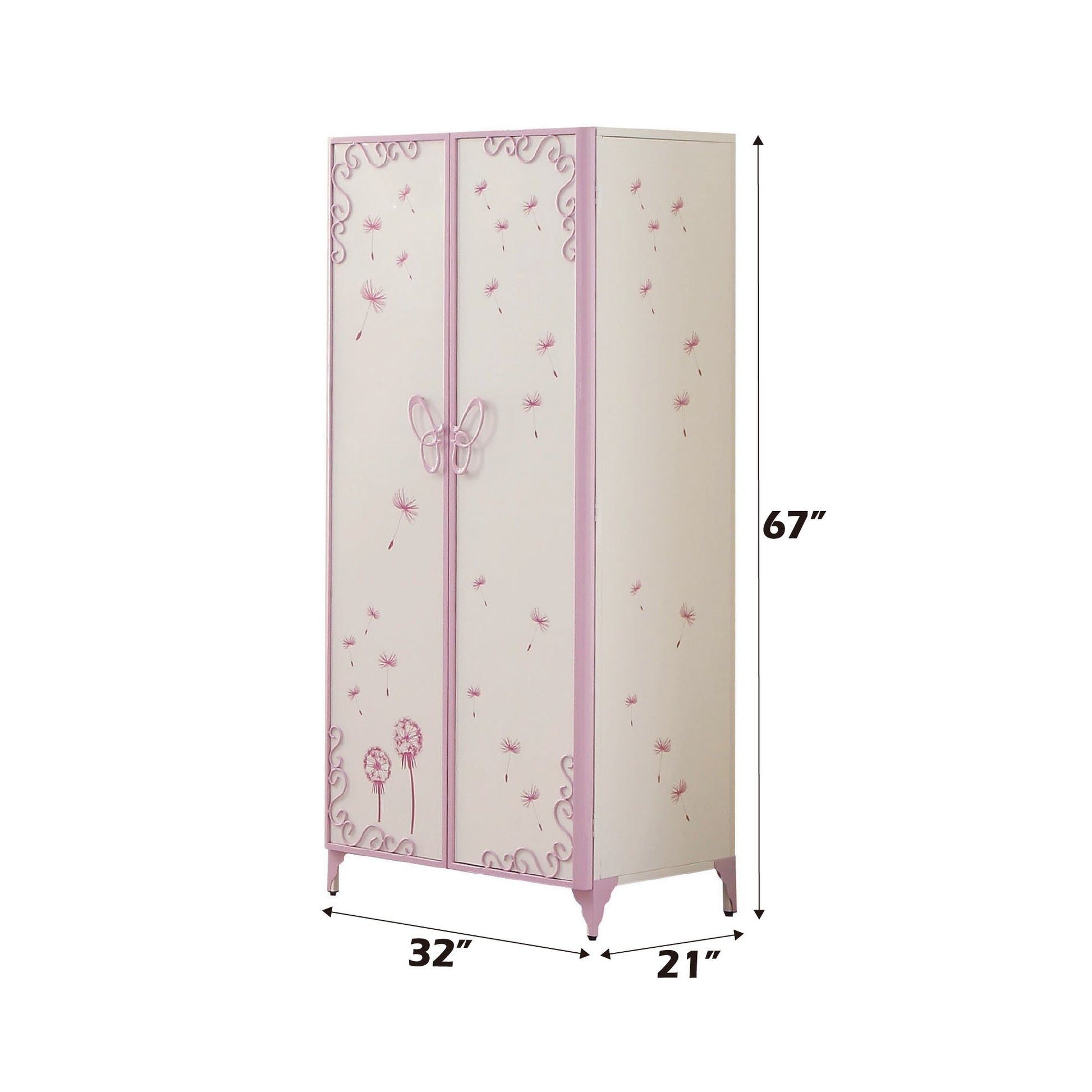 Priya II White & Light Synthetic Leather Purple Finish Wardrobe - 1st Choice Furniture Direct
