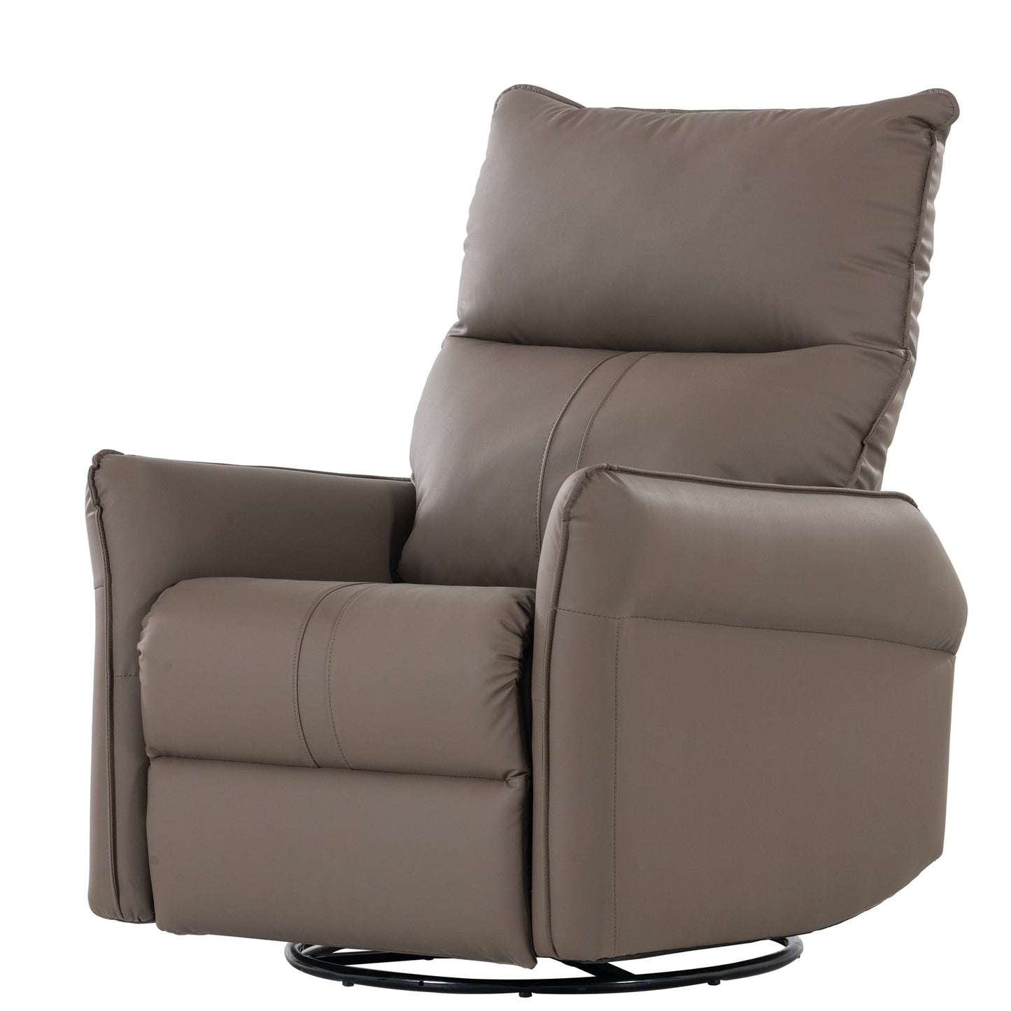 PU Rocking Recliner Chair, 360° Swivel Nursery Rocking Chair, Glider Chair, Modern Small Rocking Swivel Recliner Chair, Home Theater Seating, Side Pocket (Brown+360° Swivel) - 1st Choice Furniture Direct