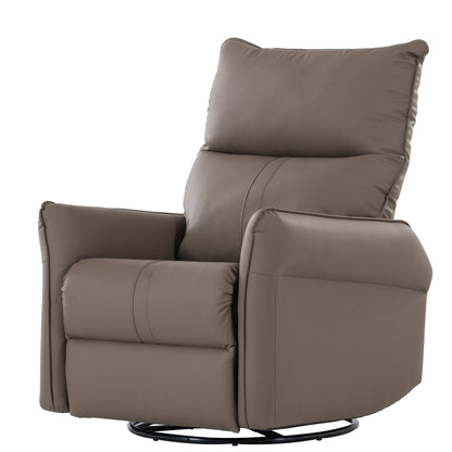 PU Rocking Recliner Chair, 360° Swivel Nursery Rocking Chair, Glider Chair, Modern Small Rocking Swivel Recliner Chair, Home Theater Seating, Side Pocket (Brown+360° Swivel) - 1st Choice Furniture Direct